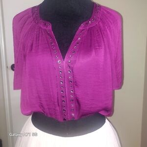 Vince Camuto Magenta Blouse with Stud Accents